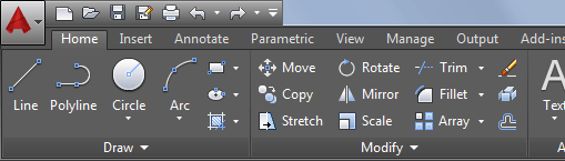 The Ribbon in AutoCAD 2015