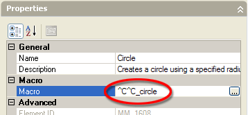 Editing the Circle macro in the CUI
