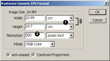Rasterize Generic EPS Format Dialogue Box
