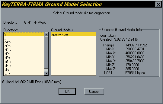 Ground Model Selection Dialogue Box