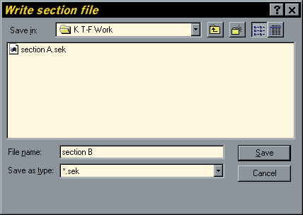 Write Section File Dialogue Box