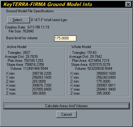 Ground Model Info dialogue box