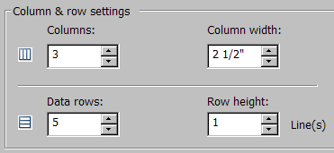 Column &amp; row settings