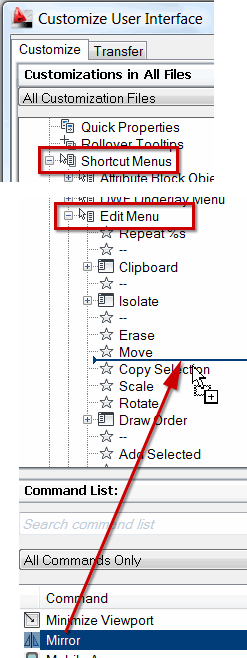 autocad right click menu customization