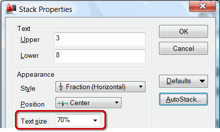 Stack Properties dialog