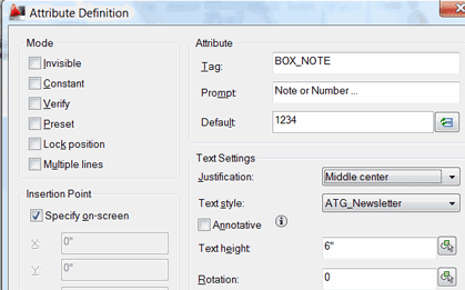 Attribute Definition dialog box