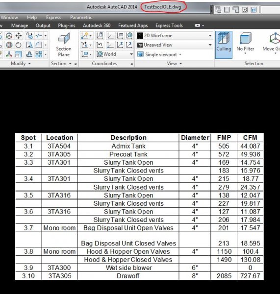 how to insert excel into autocad