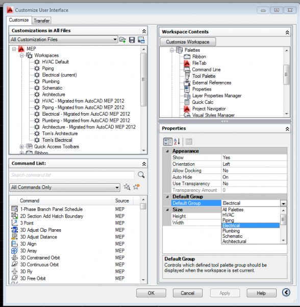 Missing tool pallet groups - AutoCAD 2D Drafting, Object Properties ...