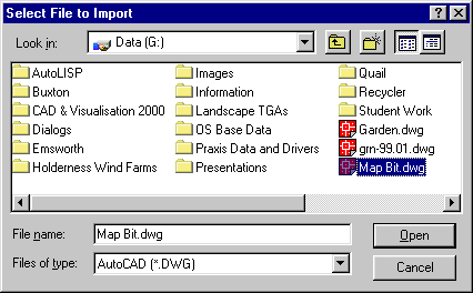 Select File to Import Dialogue Box