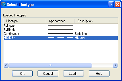 Select Linetype Dialogue Box
