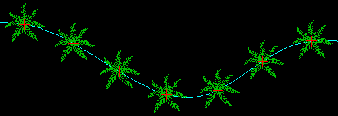 Tree symbols arranged along a Spline