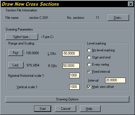 Draw New Cross Section Dialogue Box