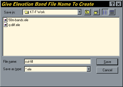 Elevation File Dialogue Box